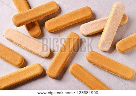Homemade traditional italian cookie savoiardi. Selective focus