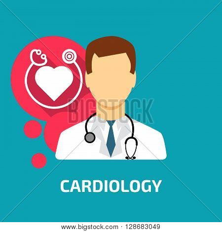 cardiologist icon flat style. Stock vector. Vector illustration.