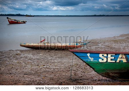 Sierra Leone, West Africa - June 2, 2013: the beaches of the Bunce Island, situated in Freetown Harbour