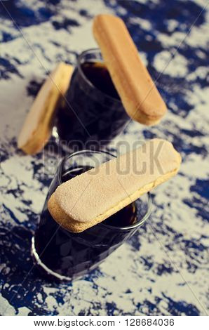 Homemade traditional italian cookie savoiardi. Selective focus