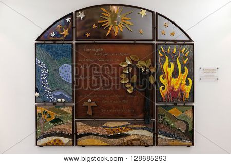 URSBERG, GERMANY - JUNE 09: Canticle of the Sun by Saint Francis of Assisi, Dominikus Ringeisen Werks in Ursberg, Germany on June 09, 2016.