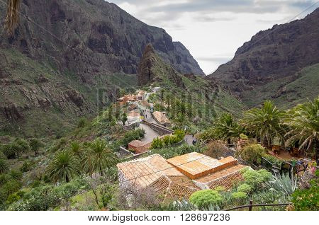 Top view on Masca village on Tenerife Canary Islands Spain