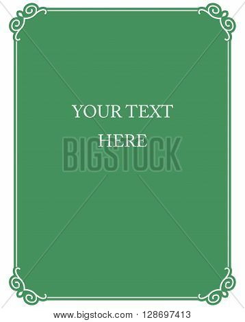 Simple Green Vector Line Border Frame Isolated Illustration