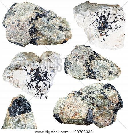 Set Of Ilmenite Ore On Mineral Stones And Rocks