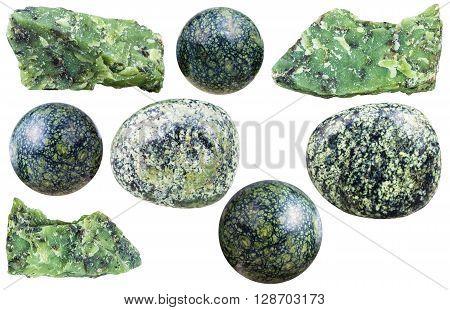 Set Of Various Serpentine Natural Mineral Stones
