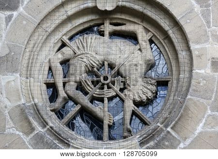 TUBINGEN, GERMANY - OCTOBER 21: Martyrdom of St George, Collegiate Church of St. George in Tubingen, Germany on October 21, 2014.