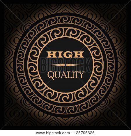Cool vector vintage golden label for design and logo with signature High Quality with seamless abstract pattern and gradient.