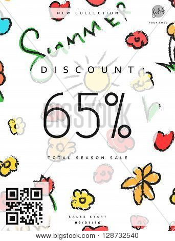 Discount 65. Discounts price tag. Summer discount. Black Friday. Clearance Sale. Discount coupon. Discount summer. Sale discount