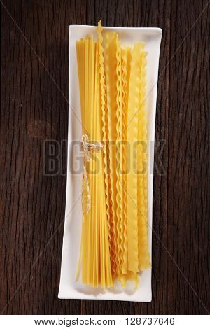 top view of the lasagnette and spaghetti patsa