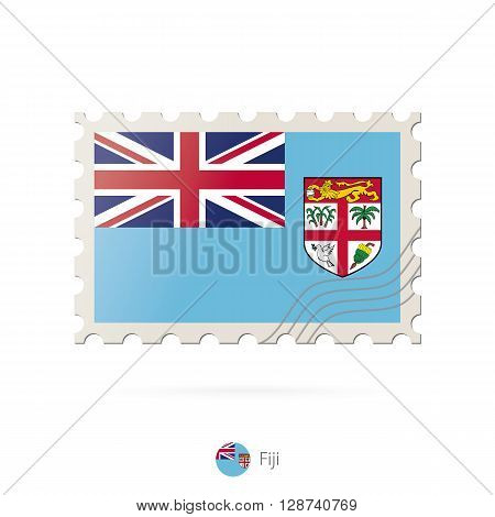 Postage Stamp With The Image Of Fiji Flag.