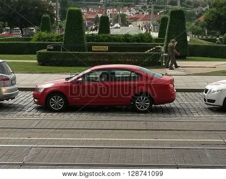 Red Skoda Octavia