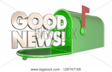 Good News Mailbox Great Information Positive Message 3d Illustration