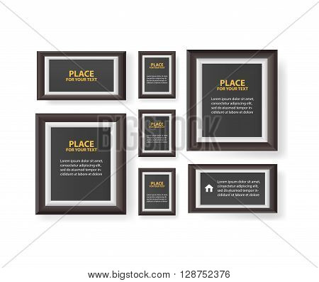 paper design with text and shadow. Big set of picture frames isolated on white background.Vector illustration EPS10