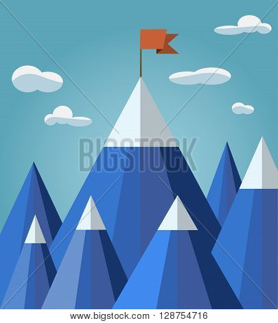 Vector success or leadership concept with mountain landscape