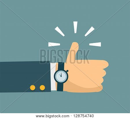 Thump up vector sign in flat style. Eps 10 vector