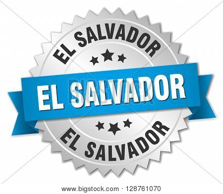 El Salvador round silver badge with blue ribbon