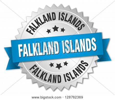 Falkland Islands round silver badge with blue ribbon