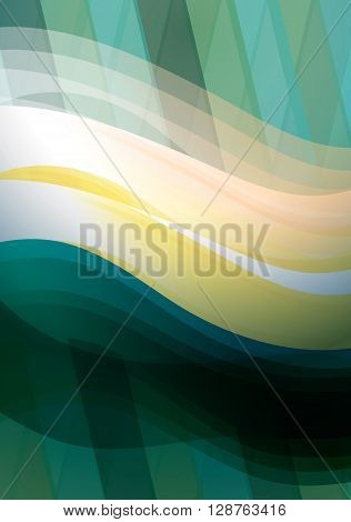 Abstract background with stylized waves on a green backdrop