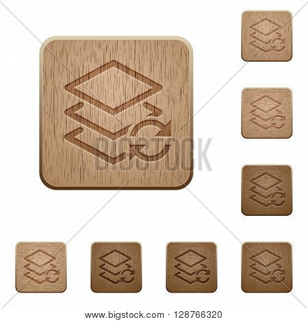 Set of carved wooden Swap layers buttons in 8 variations.