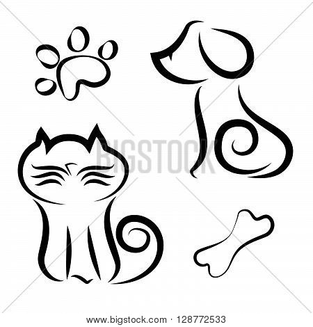 Illustration icon of catdogbone and paw.Vectorvector illustration template