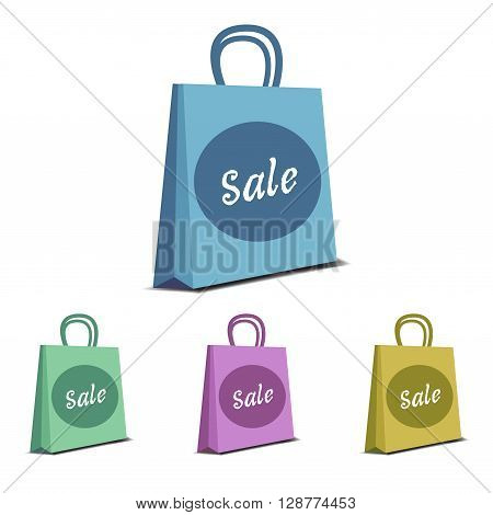 Four shopping bags isolated on a white background