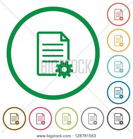 Set of Document setup color round outlined flat icons on white background