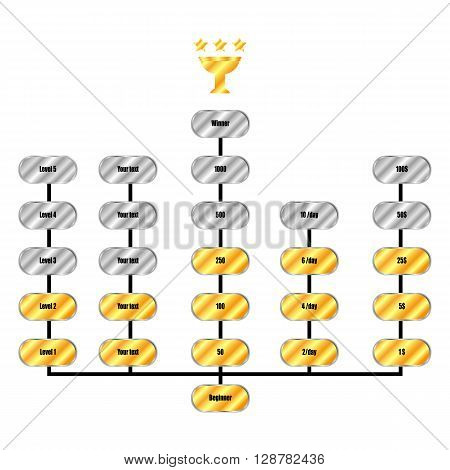 Vector illustration of the winner of the plan chart as a turn-table. Isolated white background. Cup winner. Planning concept. Driving Champion.