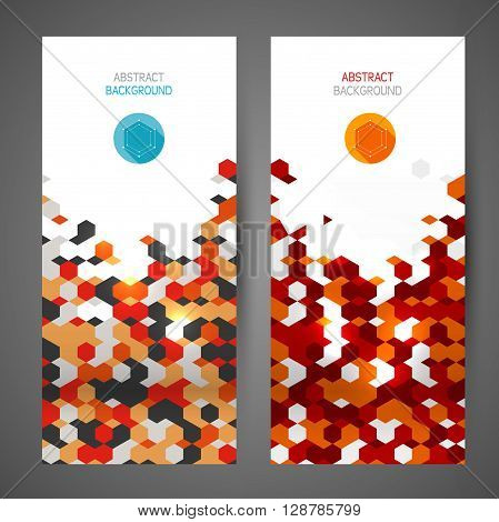 Set creative flyers. Triangle flyers on a gray background.