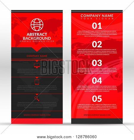 Set of business flyers. Brown flyers with world map on a red background.
