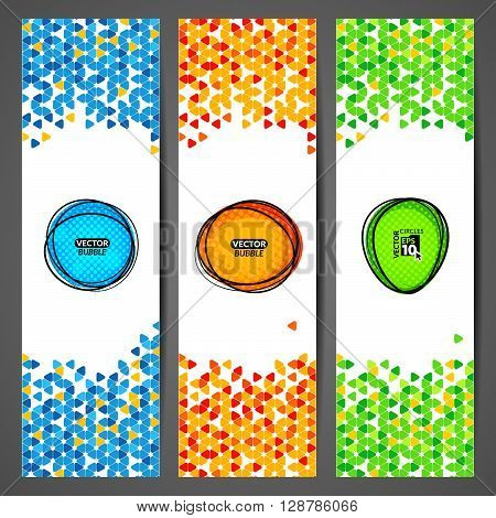Business flyers. Set with Triangle flyers effect. A set of colored business flyers.
