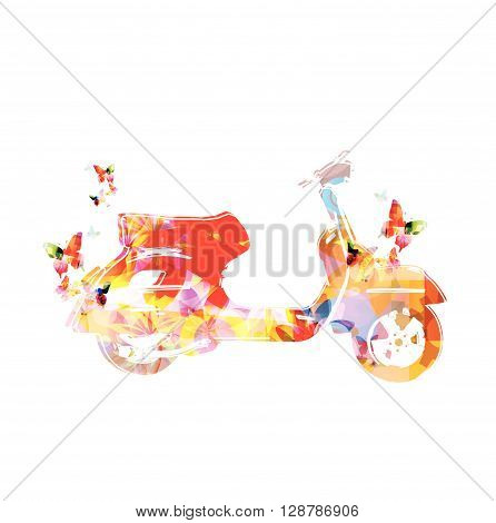 Vector illustration of colorful vespa with butterflies