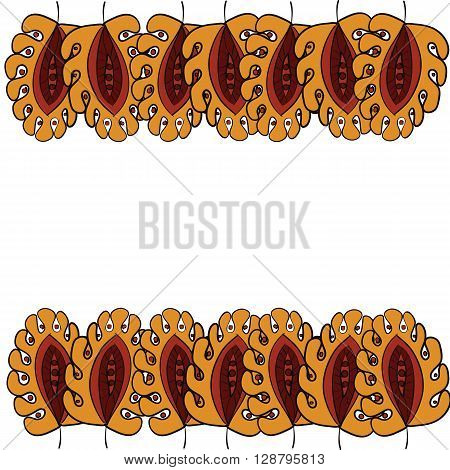 Vector Color hand drawn Indian motives leaves frame