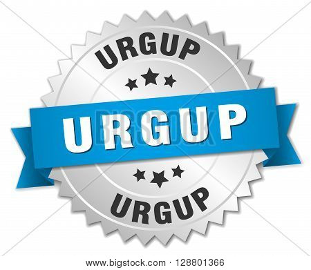 Urgup round silver badge with blue ribbon