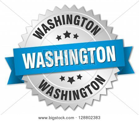 Washington round silver badge with blue ribbon