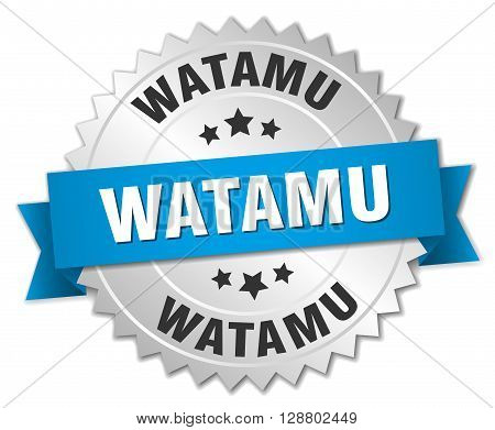 Watamu round silver badge with blue ribbon