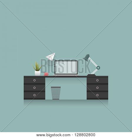 Dreaming In The Office - Holiday Is Coming - Office Interior Concept Design with Paper Airplane