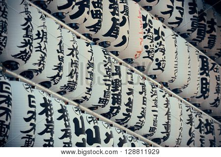 TOKYO, JAPAN - MAY 15: Lanters background on May 15, 2013 in Tokyo. Sensoji Temple, founded in 645 CE, making it the oldest temple in Tokyo.