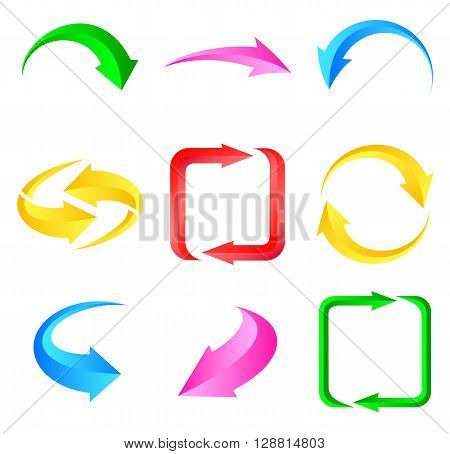 Set of colorful arrows. Vector illustration for design on white background.