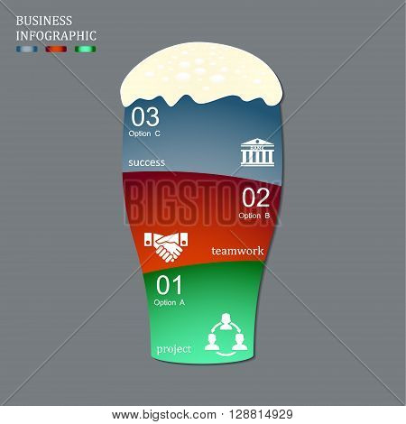 Template for vector infographic diagram graph presentation. Business startup idea concept with 3 options parts steps or processes.