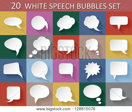 White paper bubbles for speech with shadows on an flat background.