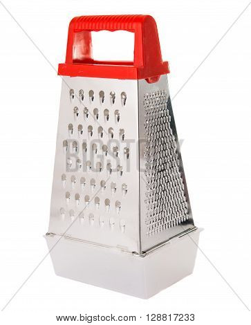 Metal grater. Isolated on white backgroundr, vertical, handle,