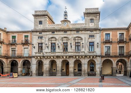 AVILA,SPAIN - APRIL 23,2016 -View at the Town Hall of Avila. Avila is a Spanish town located in the autonomous community of Castile and Leon .