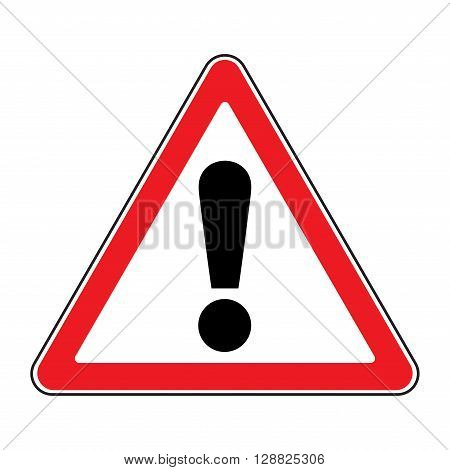 Hazard warning attention sign. Icon in a red triangle with exclamation mark symbol isolated on a white background. Traffic symbol. Stock vector illustration