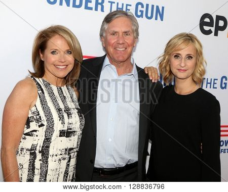 LOS ANGELES - MAY 3:  Katie Couric, Mark Greenberg, Stephanie Soechtig at the Under the Gun Premiere at the Samuel Goldwyn Theater on May 3, 2016 in Beverly Hills, CA