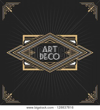 Art deco frame design for your design such as invitation print banner. Vector illustration