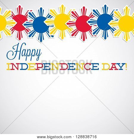 Line Philippine Independence Day Card In Vector Format.