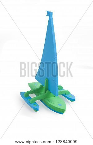 toy sailboat Isolated on white background clipping path.