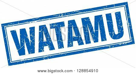 Watamu blue square grunge stamp on white