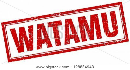 Watamu red square grunge stamp on white