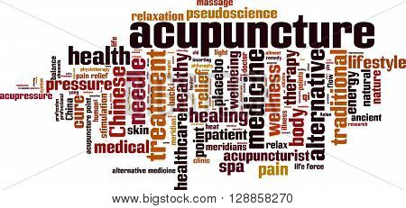 Acupuncture word cloud concept. Vector illustration on white